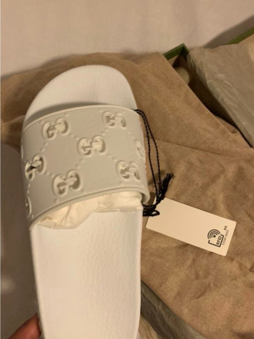 White Logo-Embossed Slide Sandal